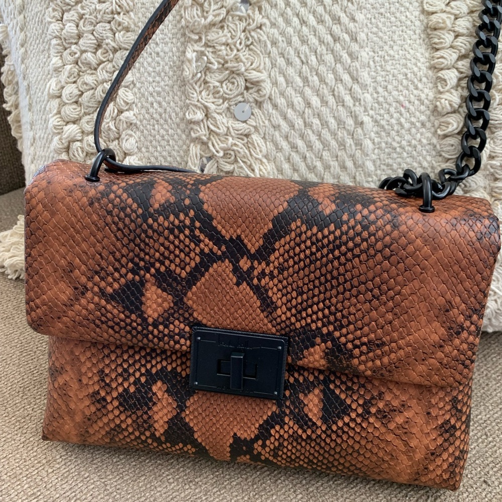 Nicole Miller Faux Snakeskin Crossbody Bag New